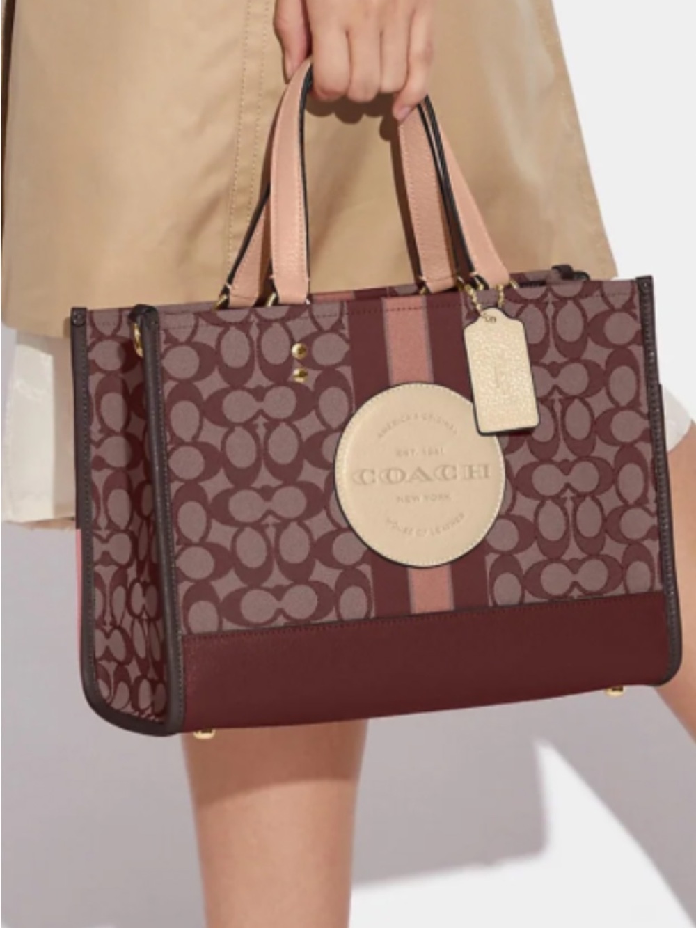 Coach Burgundy and Pink Signature Tote